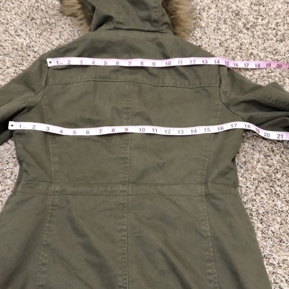 MICHAEL Michael Kors Military Jacket Size XSP XS Petite Army Green Fur Hooded - Picture 8 of 11